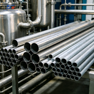 Red de tuberías de acero inoxidable a medida para un reactor químico de alta presión.