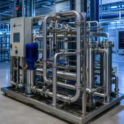 Paquete de tuberías de acero inoxidable 304 a medida para un sistema de tratamiento de agua tipo skid.